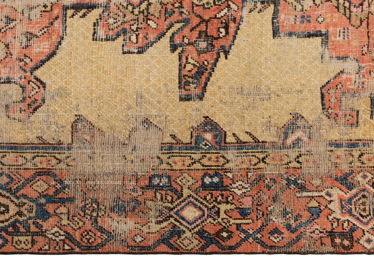 100-Year-Old Antique Oushak Runner Rug, 3'7" x 16'3" (110 x 495 cm)