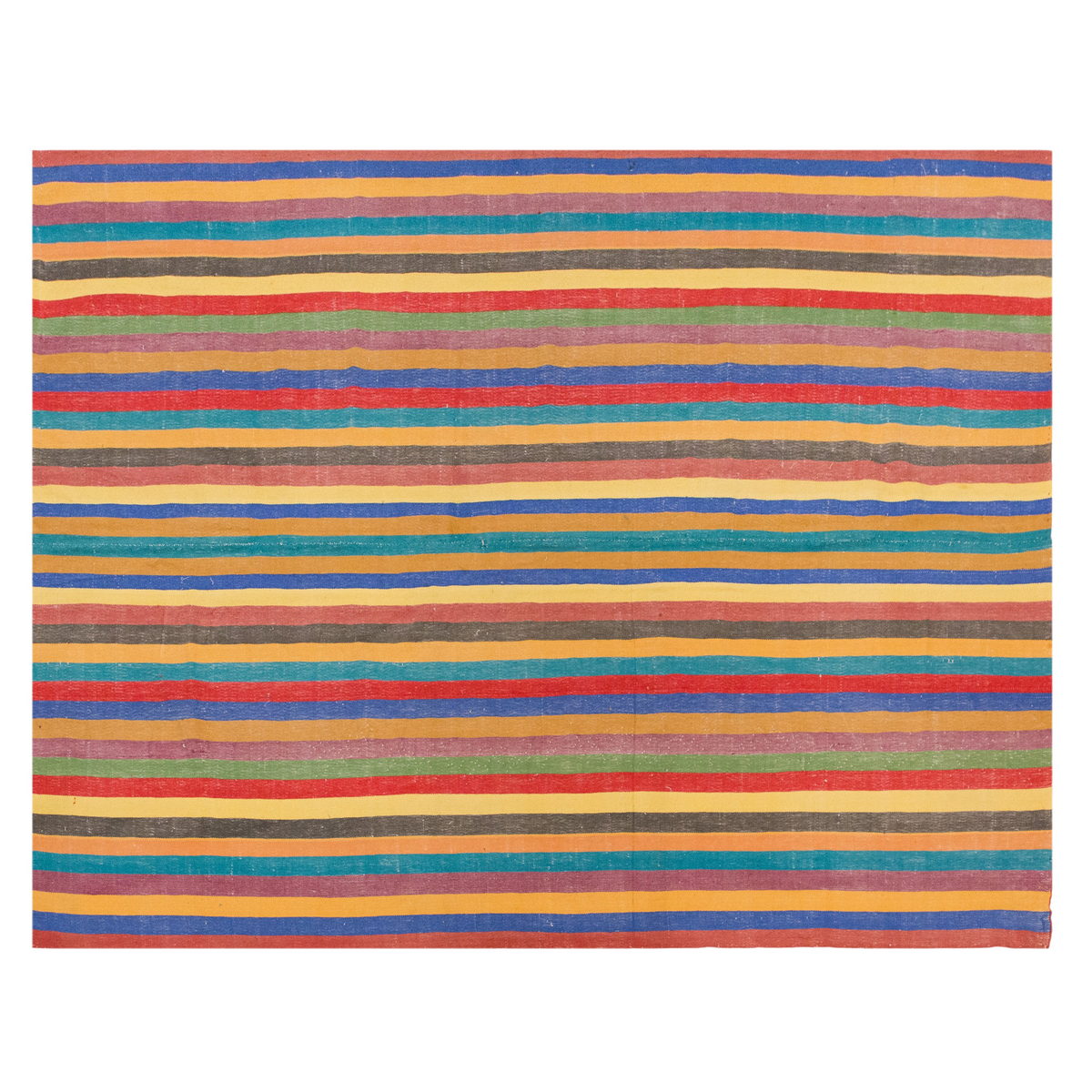 1960s Handmade Minimalist Turkish Kilim Rug – 200 x 255 cm / 6.6 x 8.4 ft