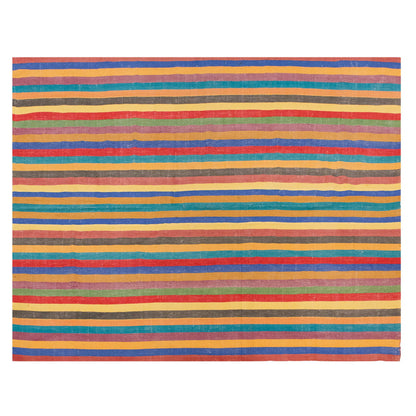 1960s Handmade Minimalist Turkish Kilim Rug – 200 x 255 cm / 6.6 x 8.4 ft
