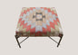 Vintage Turkish Kilim Bench | Handwoven Kilim Ottoman 2.3 x 2.3 ft, 71 x 71 cm