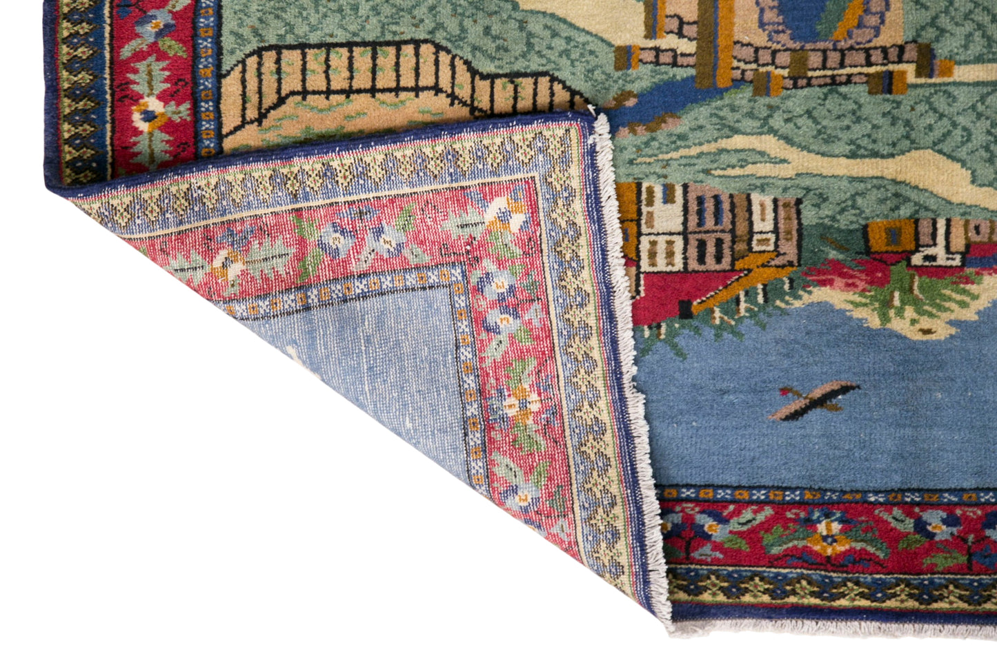 Vintage Turkish Pictorial Rug, 3.6x5.6 ft, 111x172 cm