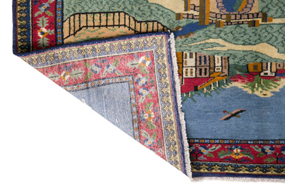 Vintage Turkish Pictorial Rug, 3.6x5.6 ft, 111x172 cm