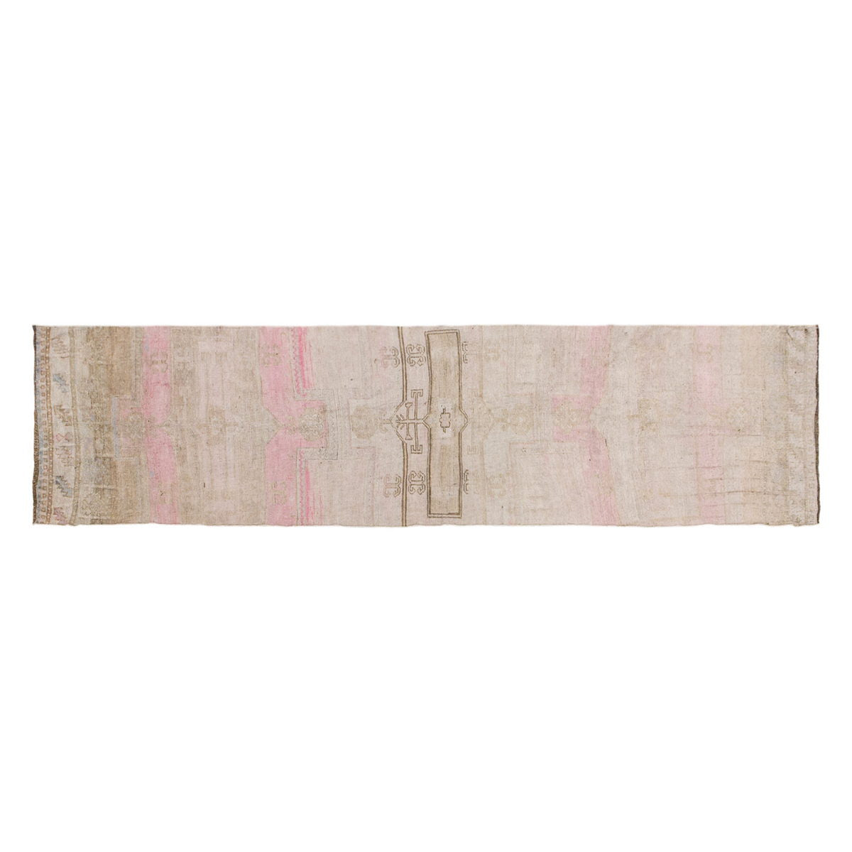 2'10" x 12'8" | 86 x 387 cm,  Handwoven Hallway Runner, 1960s Muted Colors
