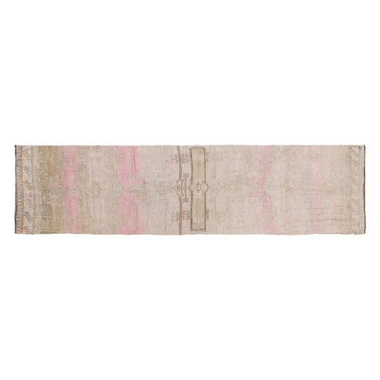 2'10" x 12'8" | 86 x 387 cm,  Handwoven Hallway Runner, 1960s Muted Colors