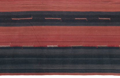 Vintage Turkish Curtain Kilim Rug, 6.4 x 16 ft, 195 x 495 cm, Handwoven Turkish Wool Kilim