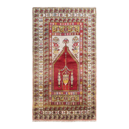 Antique Cappadocia Prayer Rug, 120 × 200 cm / 3.9 x 6.6 ft Handmade Wool Rug