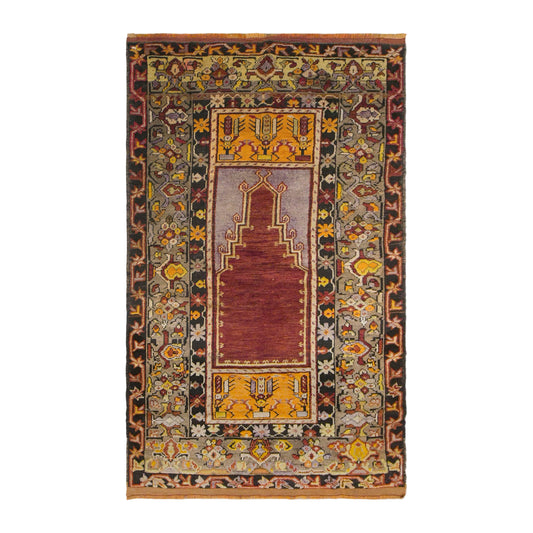 Vintage Konya Prayer Rug, 105 × 165 cm / 3.4 x 5.4 ft Handmade Wool Rug