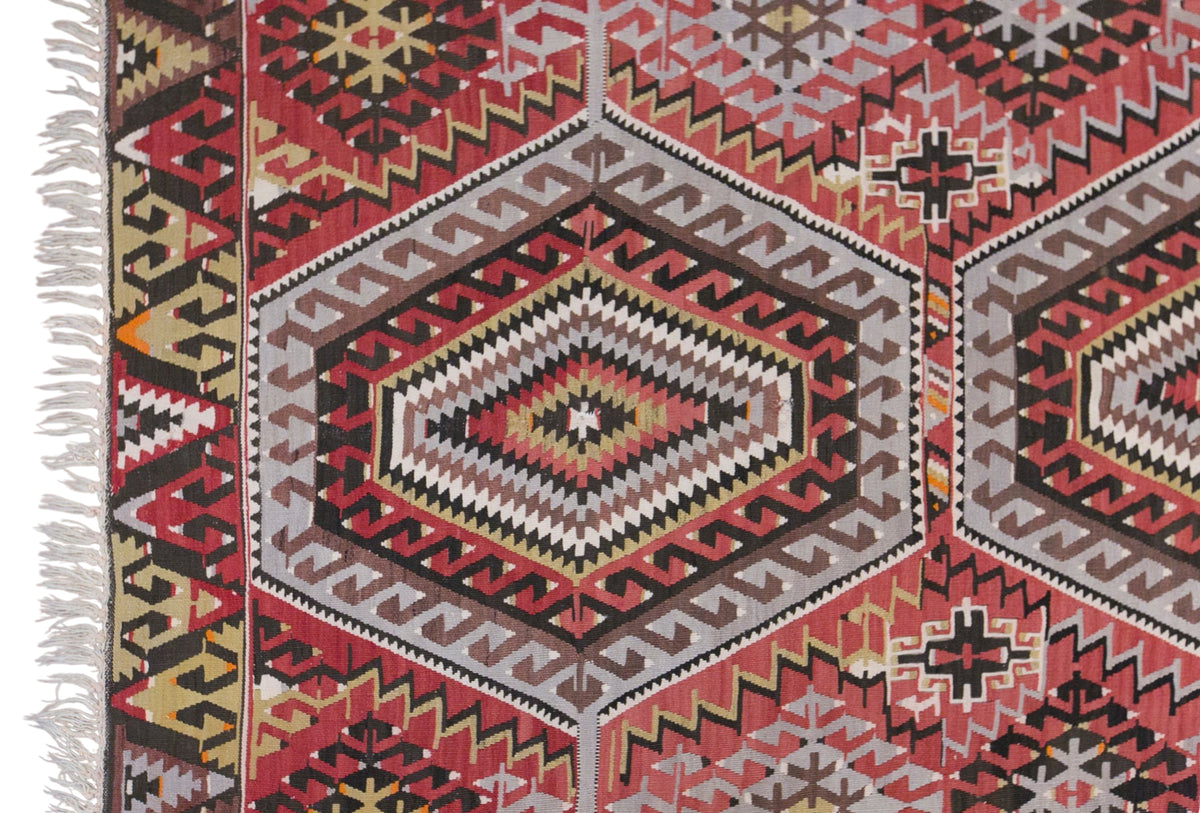 Vintage Oushak Kilim, 190 x 360 cm / 6.2 x 12 feet
