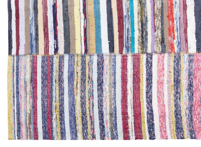Vintage Turkish Minimal Kilim Rug, 210 × 255 cm / 6.9 x 8.4 ft Handmade Wool Flatweave Rug