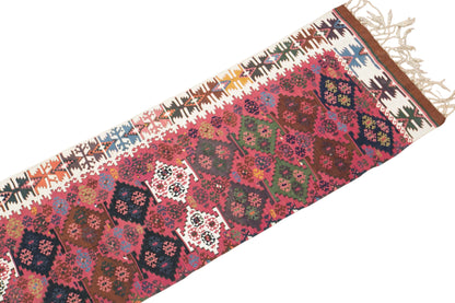Antique Kilim Runner, 85 × 345 cm / 2.8 x 11 ft Rug, Handmade Wool Half Kilim