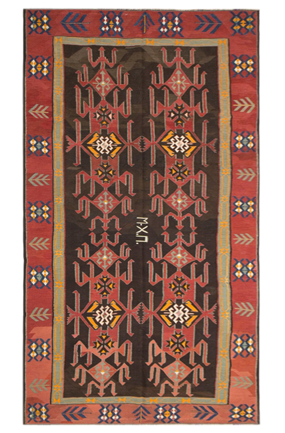 Antique Caucasian Avar Kilim 6.1 x 12.6 feet 187 x 385 cm