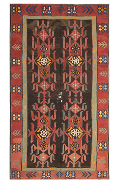 Antique Caucasian Avar Kilim 6.1 x 12.6 feet 187 x 385 cm