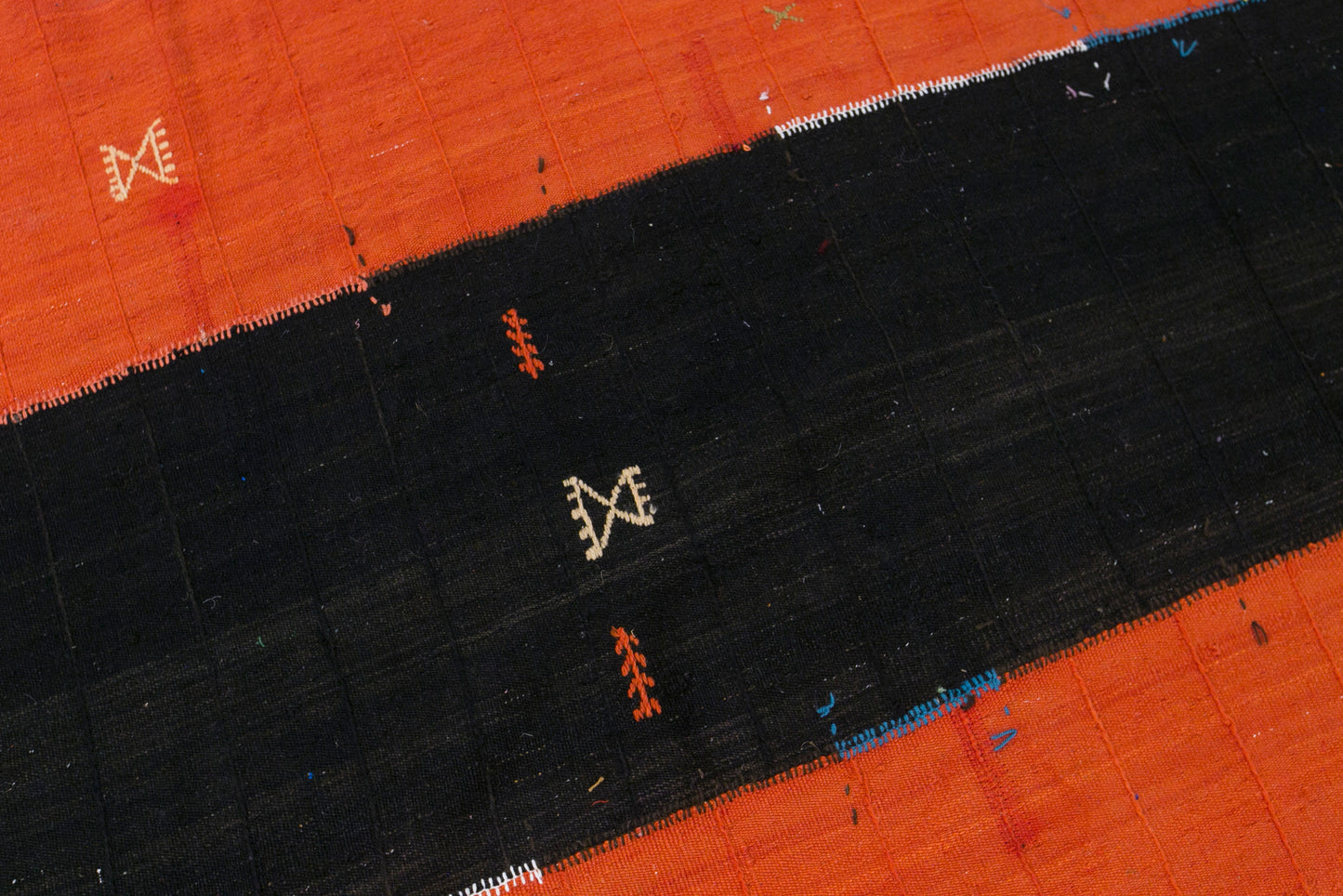 Vintage Konya Cihanbeyli Curtain Kilim Rug, 6.7 x 14 ft, 205 x 440 cm, Handwoven Turkish Wool Kilim