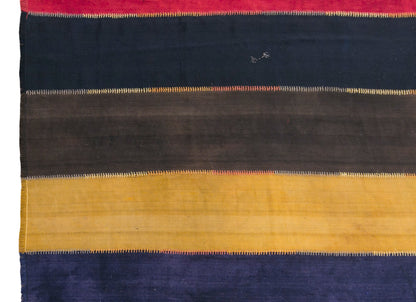 Vintage Turkish Curtain Kilim Rug, 7.4 x 13 ft, 225 x 395 cm, Handwoven Turkish Wool Kilim