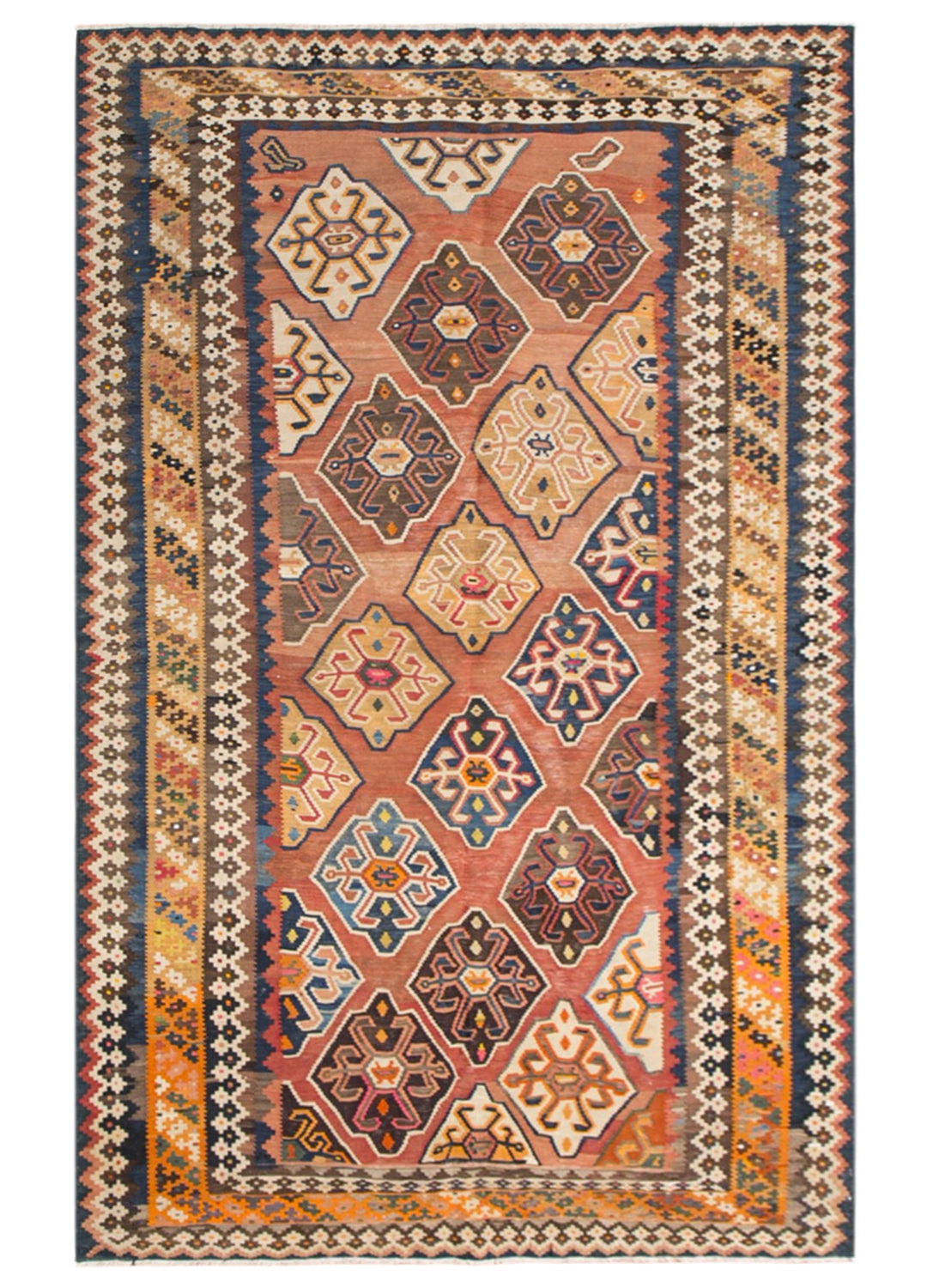 Old Kilim Rug 4.8 x 8.7 feet 145 x 265 cm