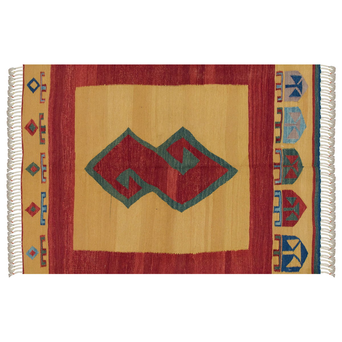 3.4x4.4 feet Kilim,3x4 Kilim Rug,Turkish Kilim Rug,Oushak Kilim,Handwoven Kilim, Handspun Wool Kilim Rug,New Kilim Rug,Natural Color Kilim