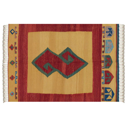 3.4x4.4 feet Kilim,3x4 Kilim Rug,Turkish Kilim Rug,Oushak Kilim,Handwoven Kilim, Handspun Wool Kilim Rug,New Kilim Rug,Natural Color Kilim