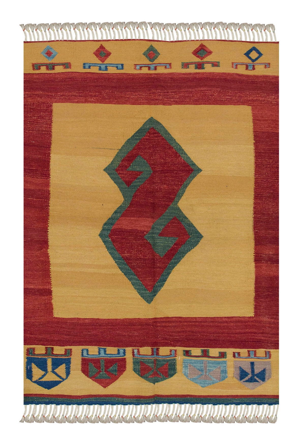 3.4x4.4 feet Kilim,3x4 Kilim Rug,Turkish Kilim Rug,Oushak Kilim,Handwoven Kilim, Handspun Wool Kilim Rug,New Kilim Rug,Natural Color Kilim