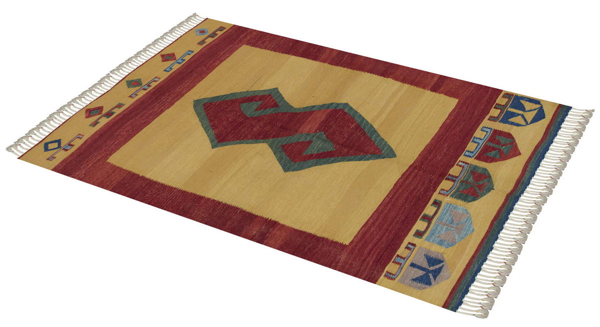 3.4x4.4 feet Kilim,3x4 Kilim Rug,Turkish Kilim Rug,Oushak Kilim,Handwoven Kilim, Handspun Wool Kilim Rug,New Kilim Rug,Natural Color Kilim