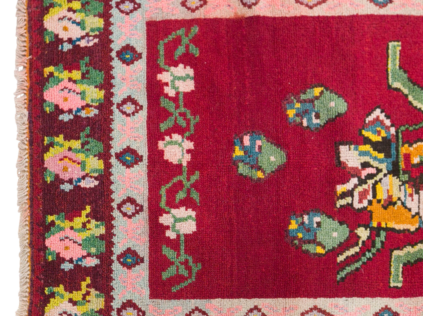 Vintage Konya Karapinar Rug, 142 × 183 cm / 4.7 x 6 ft Handmade Wool Rug, Turkish Floral Area Rug