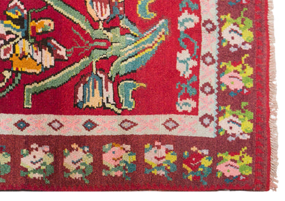 Vintage Konya Karapinar Rug, 142 × 183 cm / 4.7 x 6 ft Handmade Wool Rug, Turkish Floral Area Rug