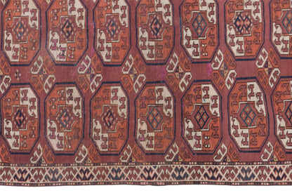 Vintage Turkmen Ensari Rug, 130 × 205 cm / 4.3 x 6.7 ft Handmade Wool Rug