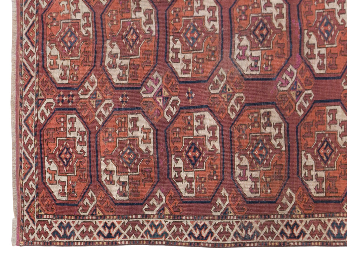 Vintage Turkmen Ensari Rug, 130 × 205 cm / 4.3 x 6.7 ft Handmade Wool Rug