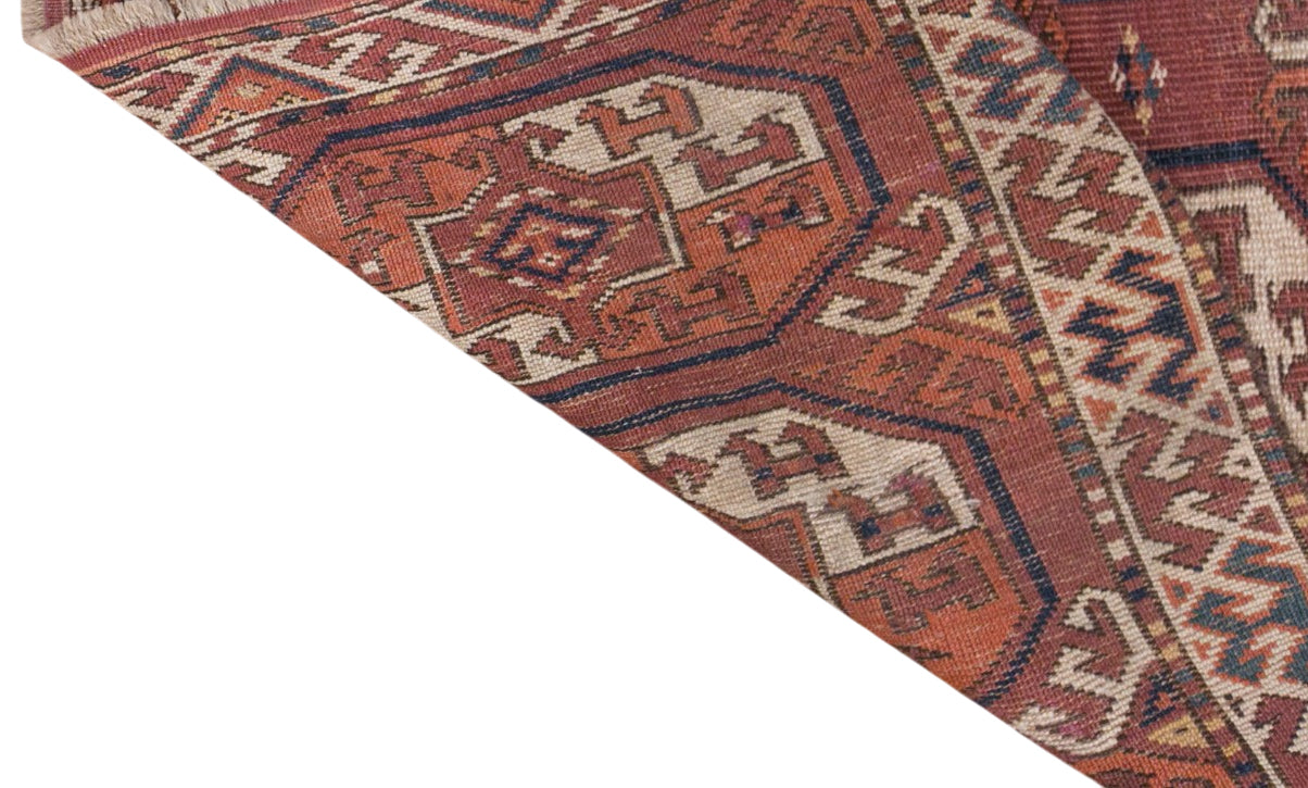 Vintage Turkmen Ensari Rug, 130 × 205 cm / 4.3 x 6.7 ft Handmade Wool Rug