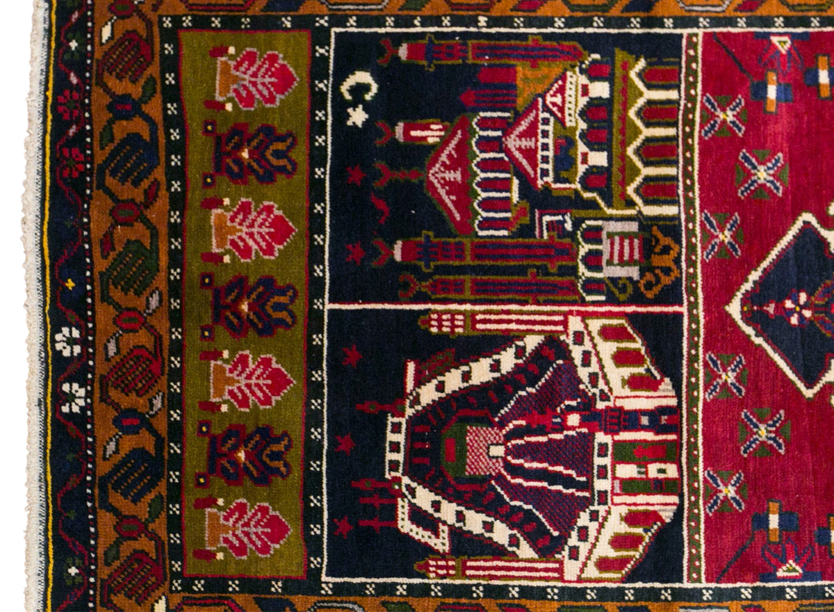 Vintage Konya Prayer Rug, 102 × 195 cm / 3.3 x 6.4 ft Handmade Wool Rug