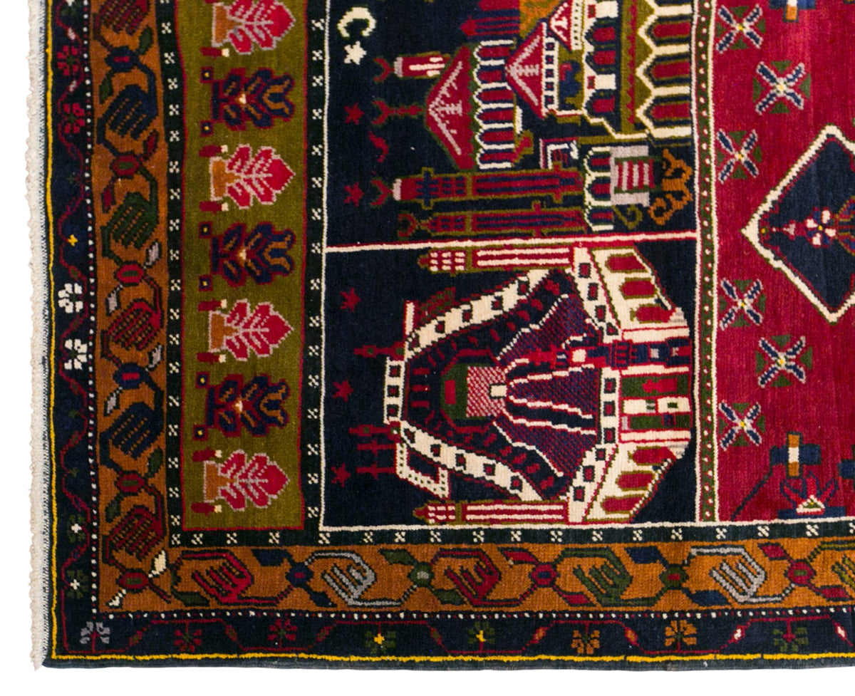 Vintage Konya Prayer Rug, 102 × 195 cm / 3.3 x 6.4 ft Handmade Wool Rug
