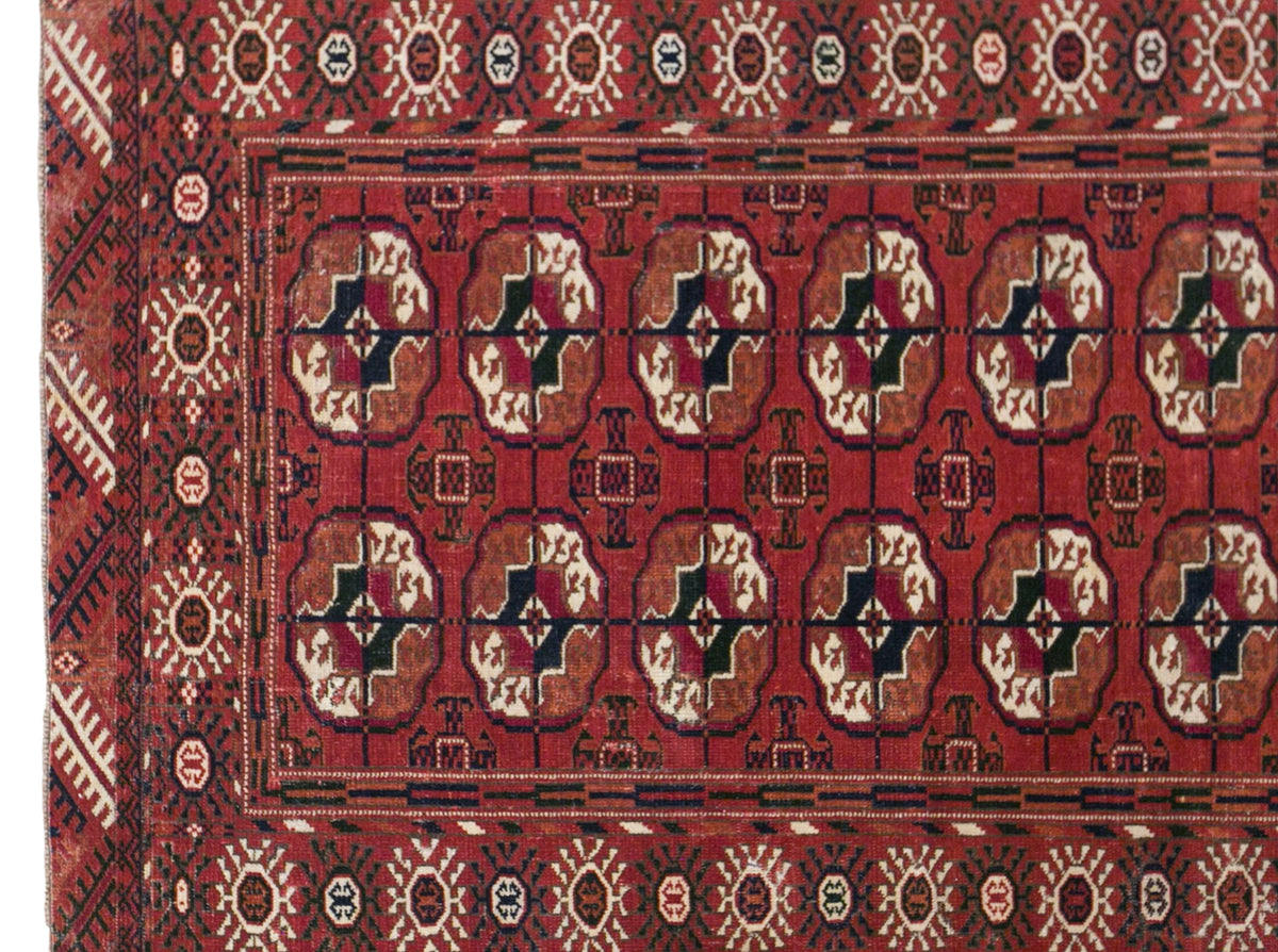 Vintage Turkmen Rug, 95 × 135 cm / 3.1 x 4.4 ft Handmade Wool Rug