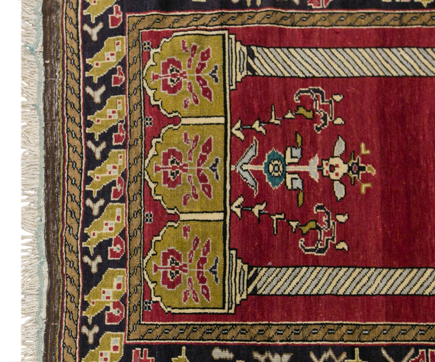 Vintage Konya Karapınar Rug, 128 x 200 cm / 4.2 x 6.6 ft Handmade Wool Prayer Rug