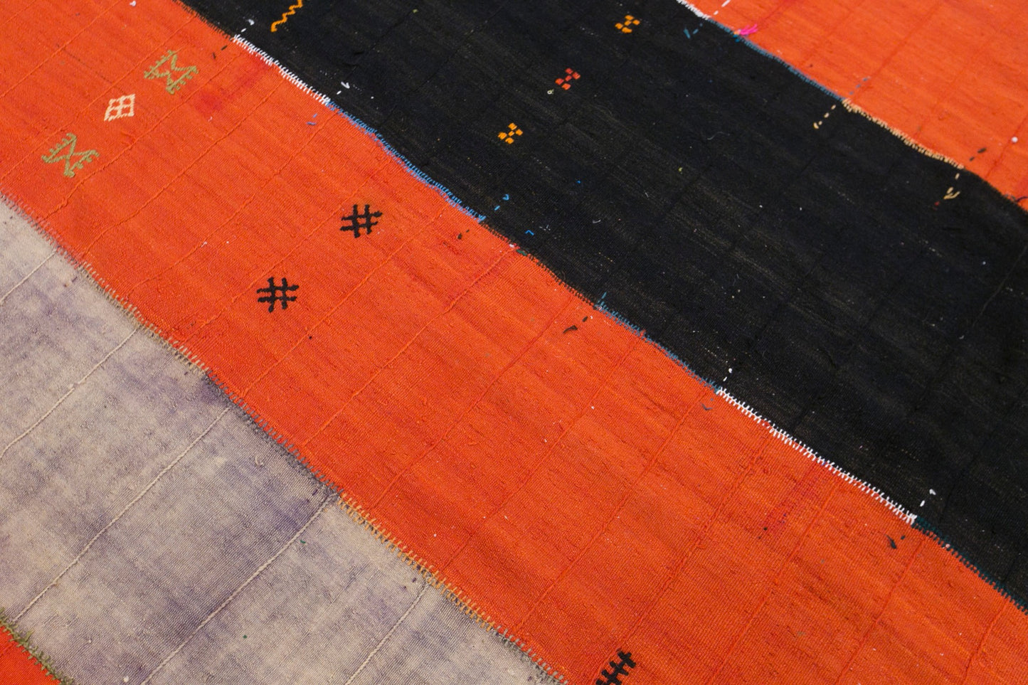 Vintage Konya Cihanbeyli Curtain Kilim Rug, 6.7 x 14 ft, 205 x 440 cm, Handwoven Turkish Wool Kilim