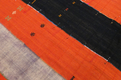 Vintage Konya Cihanbeyli Curtain Kilim Rug, 6.7 x 14 ft, 205 x 440 cm, Handwoven Turkish Wool Kilim