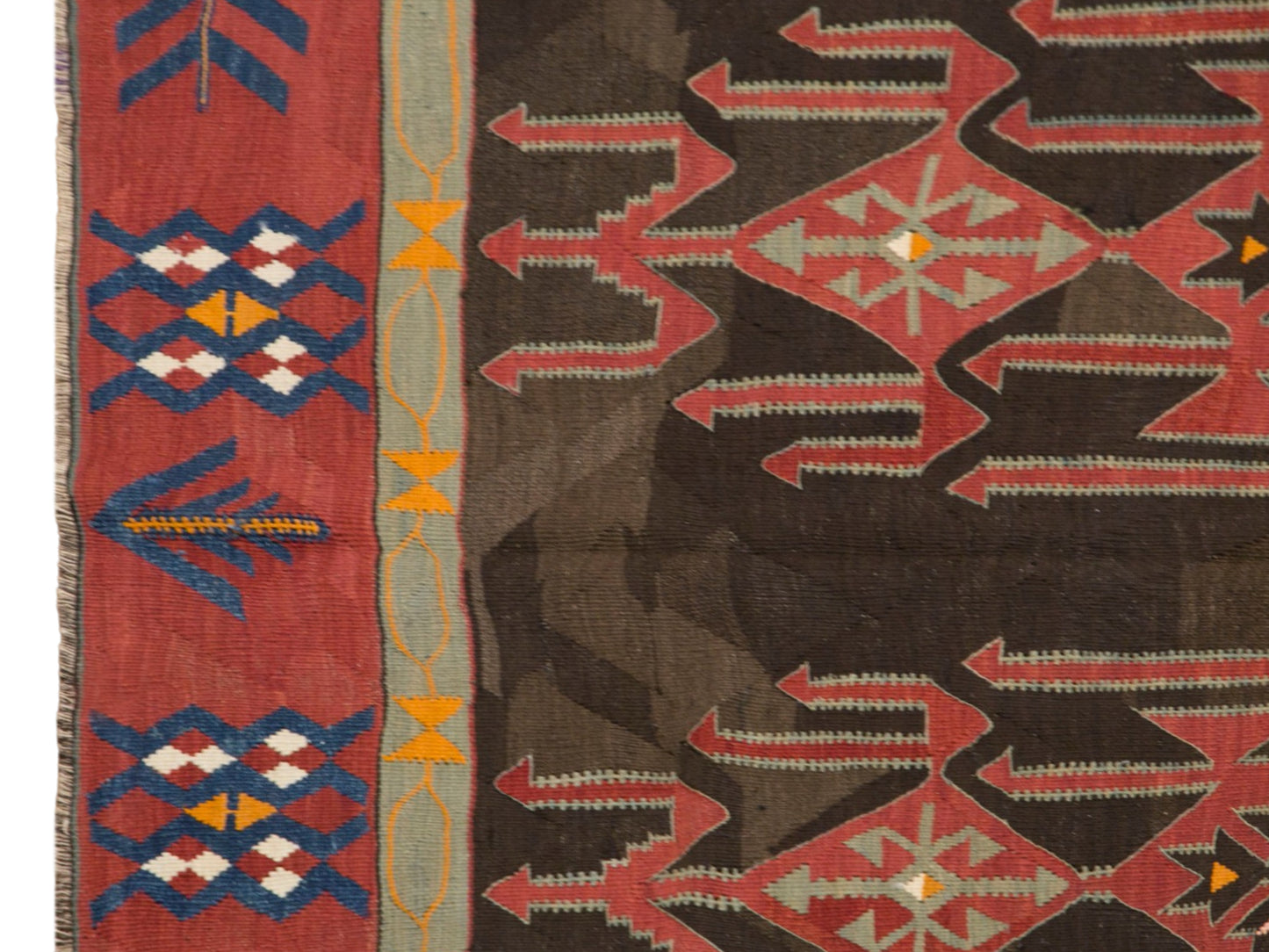 Antique Caucasian Avar Kilim 6.1 x 12.6 feet 187 x 385 cm