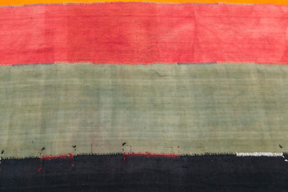 Vintage Turkish Curtain Kilim Rug, 9.7 x 13 ft, 296 x 400 cm, Handwoven Turkish Wool Kilim
