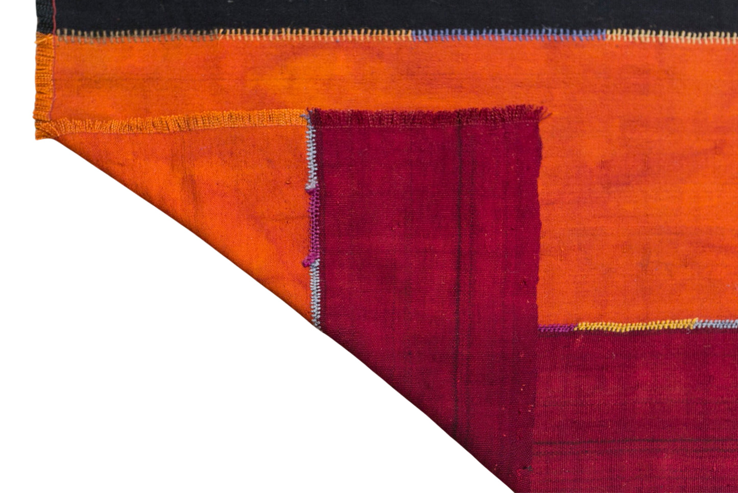 Vintage Turkish Curtain Kilim Rug, 7.1 x 15 ft, 215 x 455 cm, Handwoven Turkish Wool Kilim