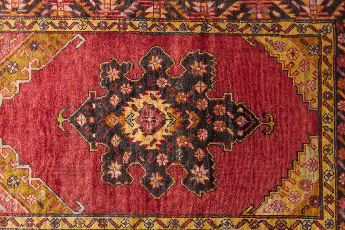 Vintage Konya Derbent Rug, 150 × 320 cm / 4.9 x 10 ft Rug, Handmade Wool Turkish Rug