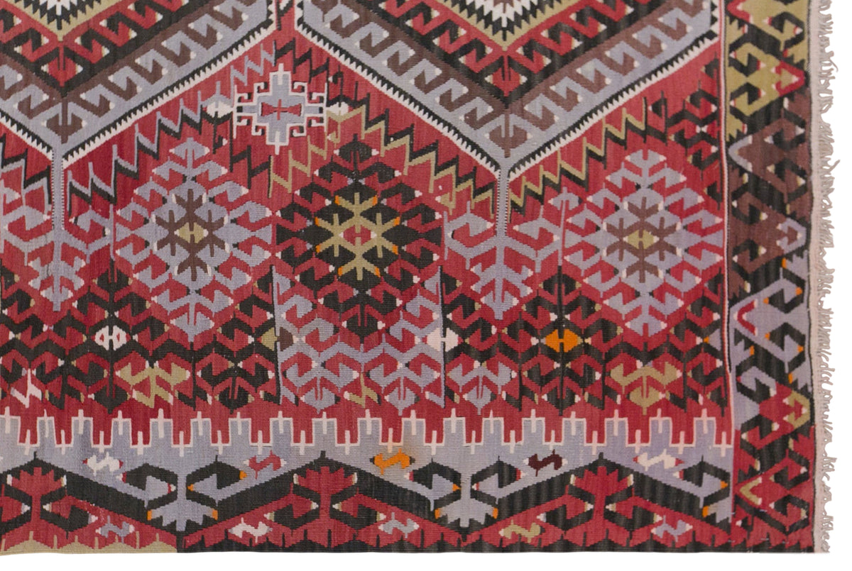 Vintage Oushak Kilim, 190 x 360 cm / 6.2 x 12 feet