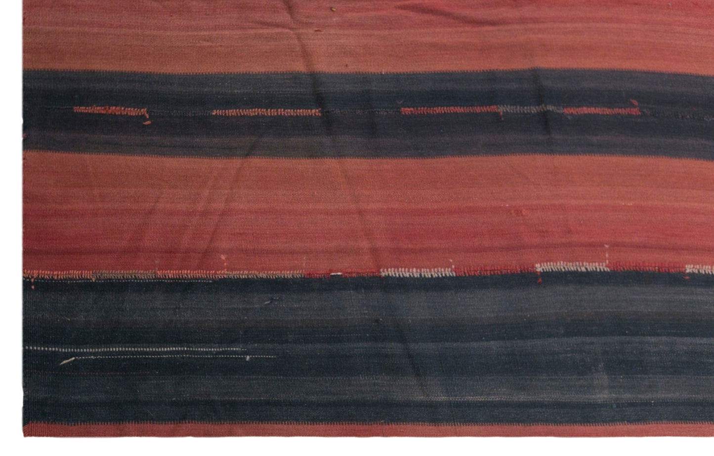 Vintage Turkish Curtain Kilim Rug, 6.4 x 16 ft, 195 x 495 cm, Handwoven Turkish Wool Kilim