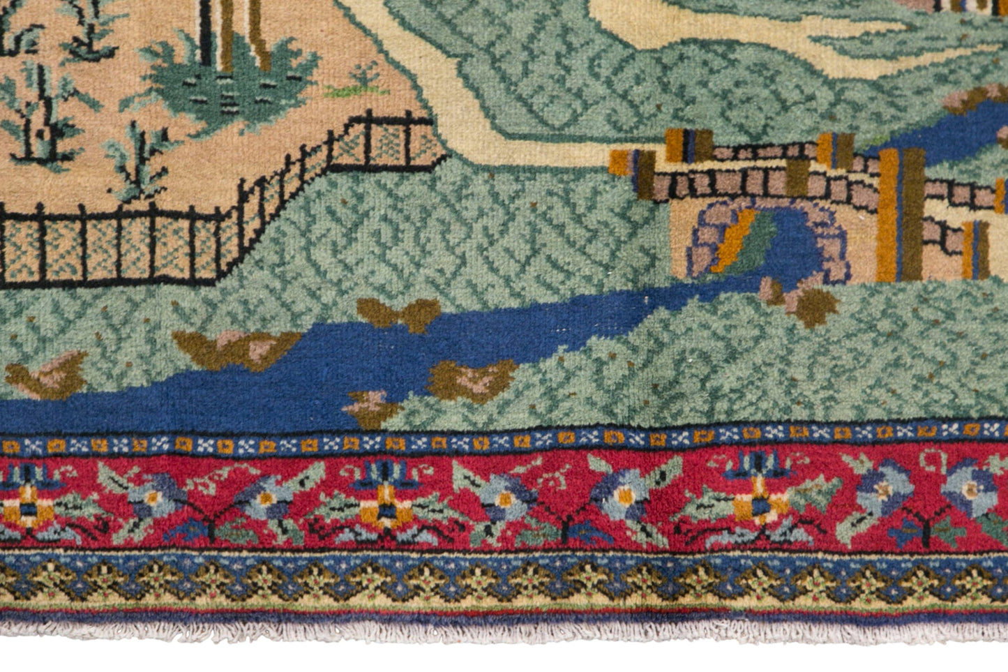 Vintage Turkish Pictorial Rug, 3.6x5.6 ft, 111x172 cm