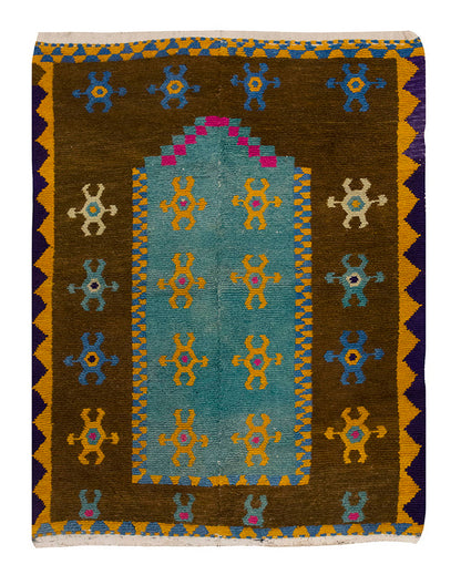 4'" x 4'7" ft Turkish Tulu,Tulu Rug, Karapınar Tulu Rug, Vintage Tulu 123 x 140 cm