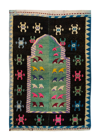 4'1"x5'3" ft Turkish Tulu,Tulu Rug, Karapınar Tulu Rug, Vintage Tulu 124 x 160 cm