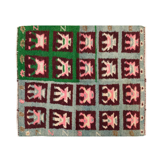 4 x 4'9 ft Turkish Tulu,Tulu Rug, Karapınar Tulu Rug, Vintage Tulu 119 x 146 cm