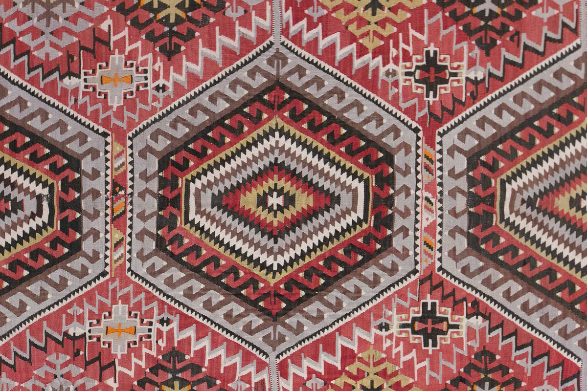 Vintage Oushak Kilim, 190 x 360 cm / 6.2 x 12 feet