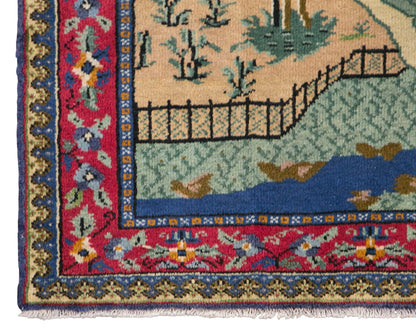 Vintage Turkish Pictorial Rug, 3.6x5.6 ft, 111x172 cm