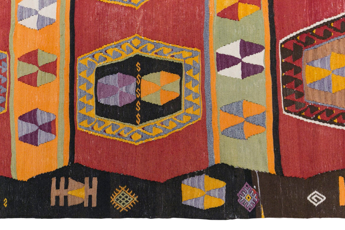 Vintage Konya Kilim, 185 x 360 cm / 6.1 x 12 feet