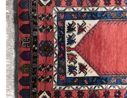Vintage Konya Prayer Rug, 112 × 195 cm / 3.7 x 6.4 ft Handmade Wool Rug