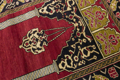 Vintage Konya Karapınar Rug, 128 x 200 cm / 4.2 x 6.6 ft Handmade Wool Prayer Rug