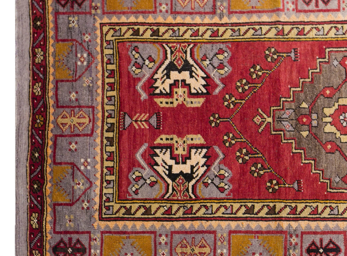 Vintage Turkish Runner Rug, 128 × 325 cm / 4.2 x 10.7 ft Rug, Rare Geometric Design